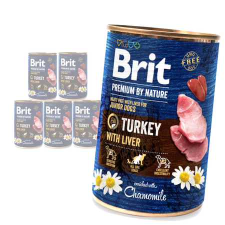 Brit Premium by Nature Junior Mokra Karma Dla Szczeniąt Indyk Z Wątróbką 6x400g