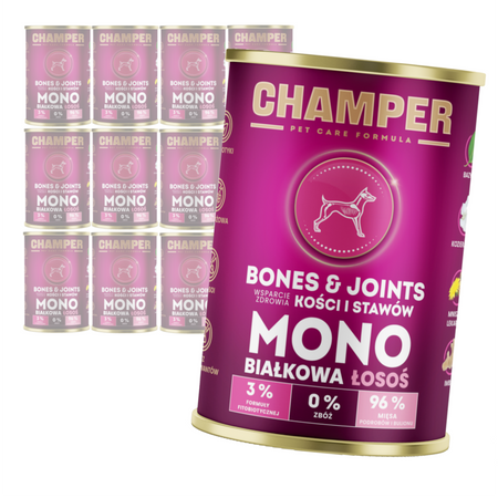 Champer Bones & Joints 12x400g Monobiałkowa Mokra Karma Dla Psa Z Łososiem Wsparcie Zdrowia Kości I Stawów