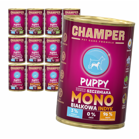 Champer Puppy Monobiałkowa 12x400g Mokra Karma Dla Szczeniąt Mix Smaków Wsparcie Rozwoju