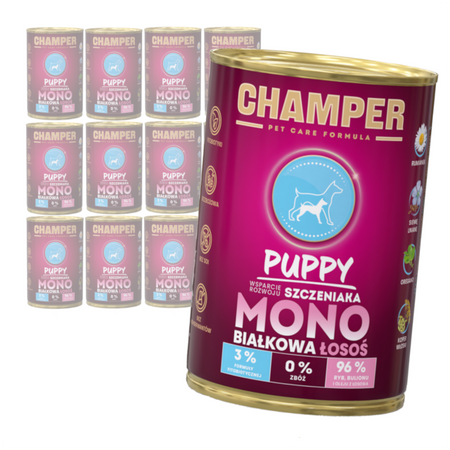 Champer Puppy Monobiałkowa 12x400g Mokra Karma Dla Szczeniąt Z Łososiem Wsparcie Rozwoju