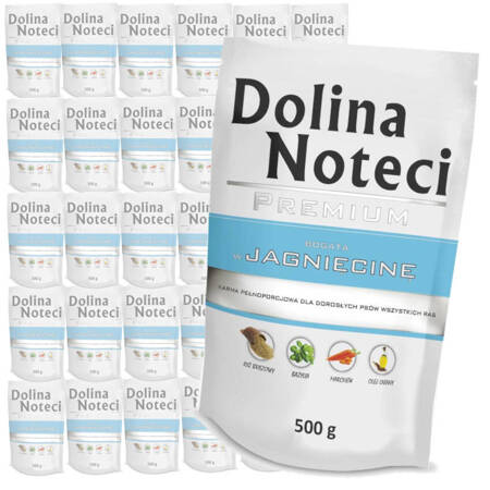 Dolina Noteci PREMIUM bogata w jagnięcinę saszetka 30x500 g Mokra karma dla psa