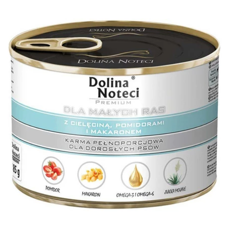 Dolina Noteci Premium 185g Mokra Karma Dla Psów Małych Ras z Cielęciną Pomidorami i Makaronem