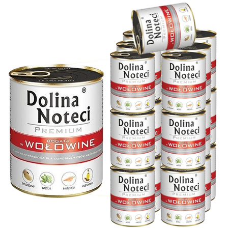 Dolina Noteci Premium Bogata W Wołowinę Puszka 20x800g Mokra Karma Dla Psa