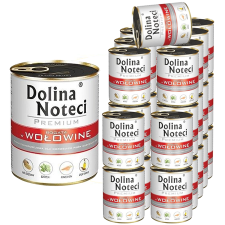 Dolina Noteci Premium Bogata W Wołowinę Puszka 30x800g Mokra Karma Dla Psa