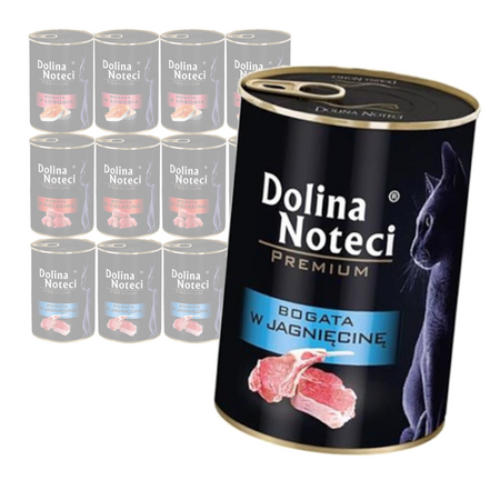 Dolina Noteci Premium Mokra Karma Dla Kota Mix Smaków 12x400g Łosoś Jagnięcina Cielęcina