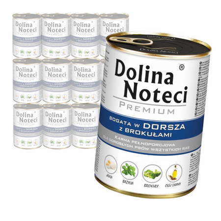 Dolina Noteci Premium Mokra Karma Dla Psa Bogata W Dorsza Z Brokułami 12x400g