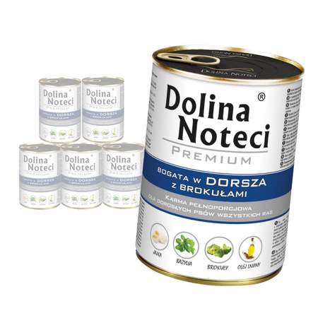 Dolina Noteci Premium Mokra Karma Dla Psa Bogata W Dorsza Z Brokułami 6x400g