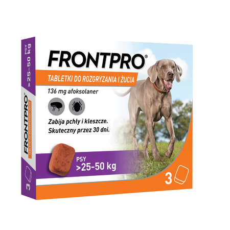 FRONTPRO Tabletki Przeciw Kleszczom I Pchłom Dla Psa XL 25-50kg