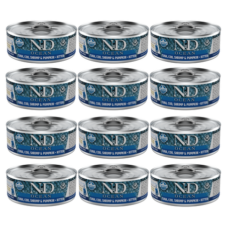 Farmina Cat Ocean Tuna, Tuńczyk, łosoś Karma dla Kociąt Zestaw 12x80g