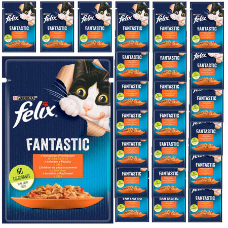 Felix Fantastic Karma Dla Kotów Kurczak Z Pomidorami W Galaretce Saszetka 26x85g