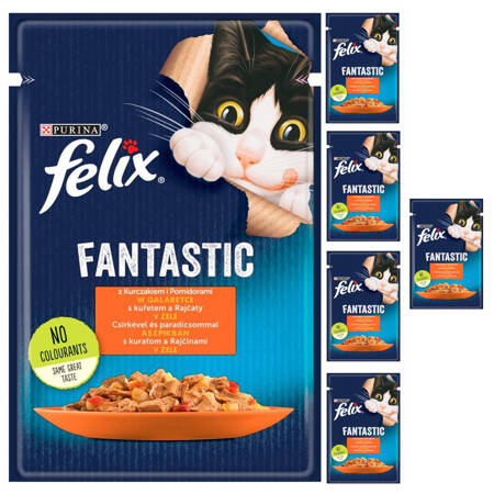Felix Fantastic Karma Dla Kotów Kurczak Z Pomidorami W Galaretce Saszetka 6x85g