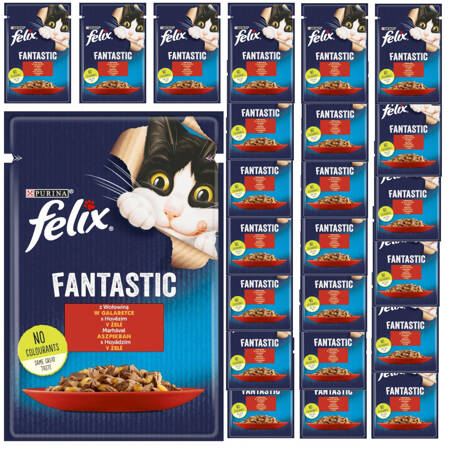 Felix Fantastic Karma Dla Kotów Wołowina W Galaretce Saszetka 24x85g