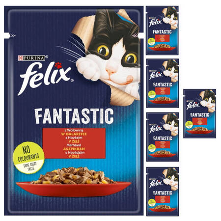 Felix Fantastic Karma Dla Kotów Wołowina W Galaretce Saszetka 6x85g