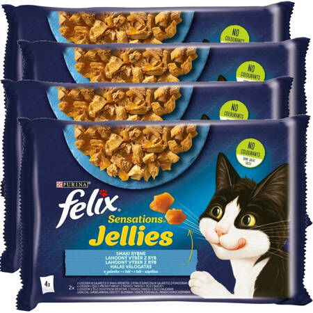 Felix Sensations Jellies Karma Dla Kotów Smaki Rybne W Galaretce 4x340g (16x85g) Łosoś Ryba Oceaniczna