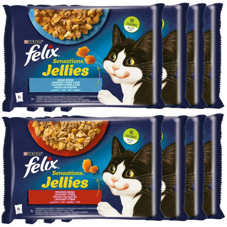 Felix Sensations Jellies Karma Dla Kotów Smaki Wiejskie i Rybne W Galaretce 8x340g (32x85g)