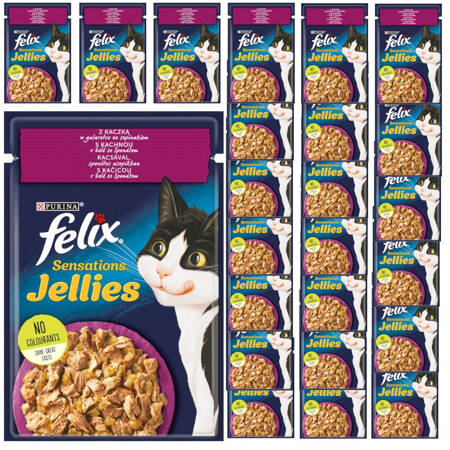 Felix Sensations Jellies Karma Dla Kotów Z Kaczką W Galaretce Ze Szpinakiem 24x85g