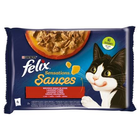 Felix Sensations Sauce Karma Dla Kotów Wiejskie Smaki W Sosie 340g (4x85g) Indyk Jagnięcina