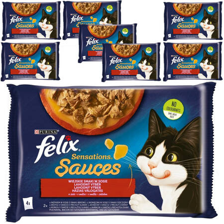 Felix Sensations Sauce Karma Dla Kotów Wiejskie Smaki W Sosie 8x340g (32x85g) Indyk Jagnięcina