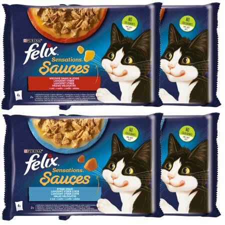 Felix Sensations Sauce Karma Dla Kotów Wiejskie i Rybne Smaki W Sosie 4x340g (16x85g)