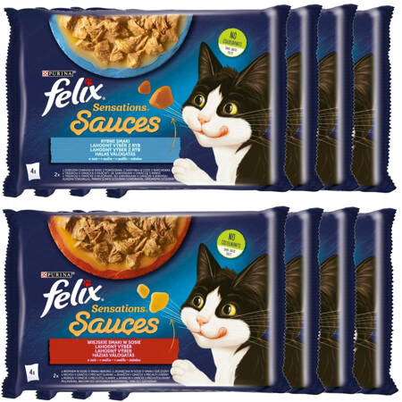 Felix Sensations Sauce Karma Dla Kotów Wiejskie i Rybne Smaki W Sosie 8x340g (32x85g)