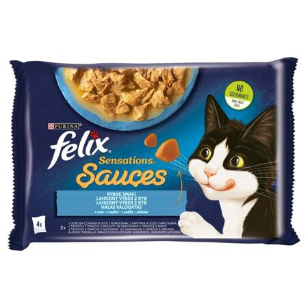 Felix Sensations Sauces Karma Dla Kotów Smaki Rybne W Sosie 340g (4x85g) Dorsz Sardynka