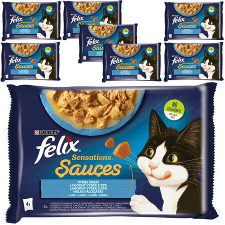 Felix Sensations Sauces Karma Dla Kotów Smaki Rybne W Sosie 8x340g (32x85g) Dorsz Sardynka