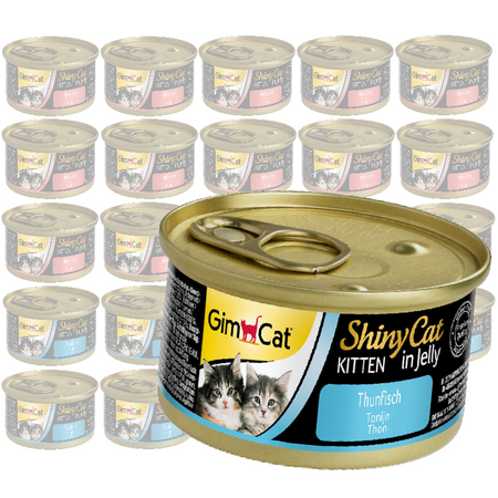 GimCat ShinyCat Kitten Mokra Karma Dla Kociąt Z Kurczakiem I Tuńczykiem W Galaretce 24x70g