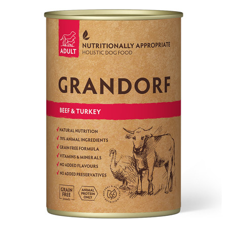 Grandorf Adult Beef Turkey Bezzbożowa Mokra Karma Dla Psa Z Wołowiną I Indykiem 400g