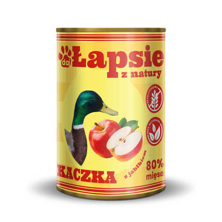 Happy Snacky ŁAPSIE KACZKA Z JABŁKIEM 400G MOKRA KARMA