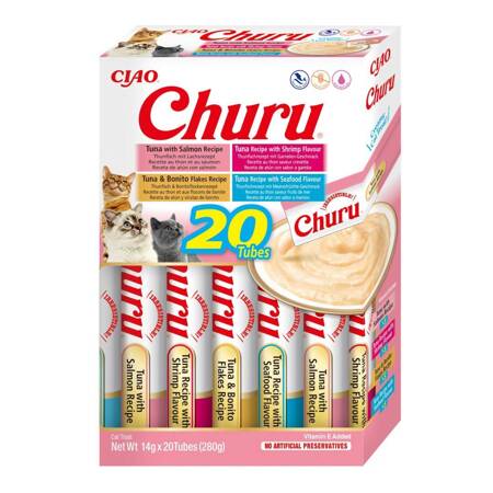 Inaba Cat Churu 20x14g (280g) Kremowy Przysmak Dla Kota Pasta Z Rybą I Owocami Morza