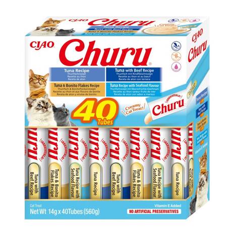 Inaba Cat Churu 40x14g (560g) Kremowy Przysmak Dla Kota Pasta Mix Z Tuńczykiem