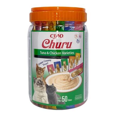 Inaba Cat Churu 50x14g (700g) Kremowy Przysmak Dla Kota Pasta Mix Z Tuńczykiem I Kurczakiem