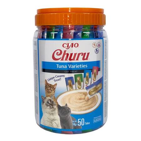 Inaba Cat Churu 50x14g (700g) Kremowy Przysmak Dla Kota Pasta Mix Z Tuńczykiem Słoik