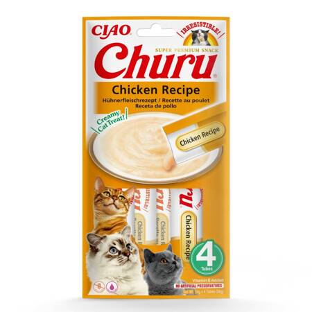 Inaba Cat Churu Chicken Recipe 4x14g (56g) Kremowy Przysmak Dla Kota Pasta Z Kurczakiem