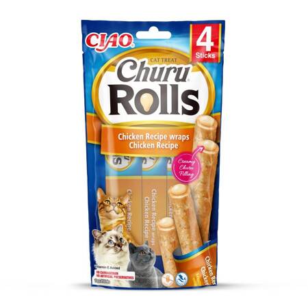 Inaba Cat Churu Rolls 4x10g Przysmak Dla Kota Pałeczki z Nadzieniem Kurczak Tuńczyk Przegrzebki