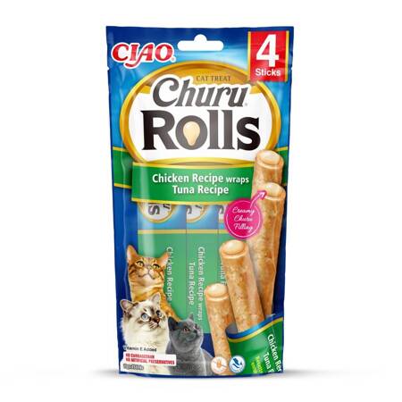 Inaba Cat Churu Rolls 4x10g Przysmak Dla Kota Pałeczki z Nadzieniem Kurczak z Tuńczykiem 