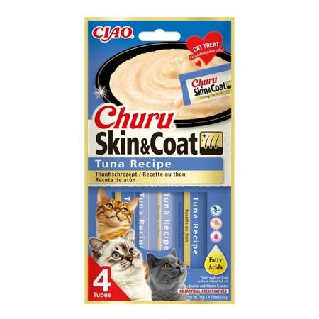 Inaba Cat Churu Skin Coat 4x14g (56g) Kremowy Przysmak Dla Kota Pasta Z Tuńczykiem