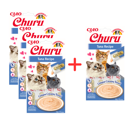 Inaba Cat Churu Tuna Recipe 4x56g Kremowy Przysmak Dla Kota Pasta Z Tuńczyka 3+1 Gratis