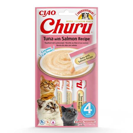 Inaba Cat Churu Tuna With Salmon 4x14g (56g) Kremowy Przysmak Dla Kota Pasta Z Tuńczyka I Łososia