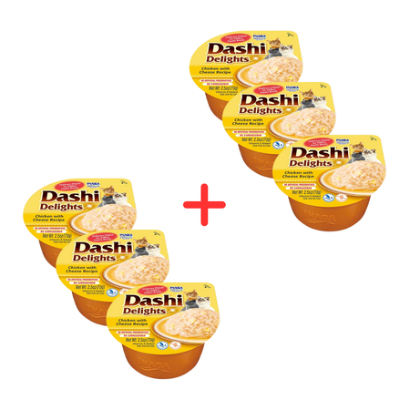 Inaba Cat Dashi Delights 6x70g Uzupełniająca Karma Dla Kota Bulion z Kurczakiem i Serem 3+3 Gratis