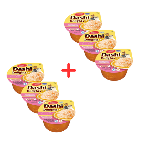 Inaba Cat Dashi Delights Salmon 6x70g Uzupełniająca Karma Dla Kota Bulion Z Łososiem 3+3 Gratis