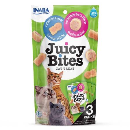 Inaba Juicy Bites 3x11,3g (33,9g) Wilgotny Przysmak Dla Kota Ciasteczka Domowy Bulion I Kalmary