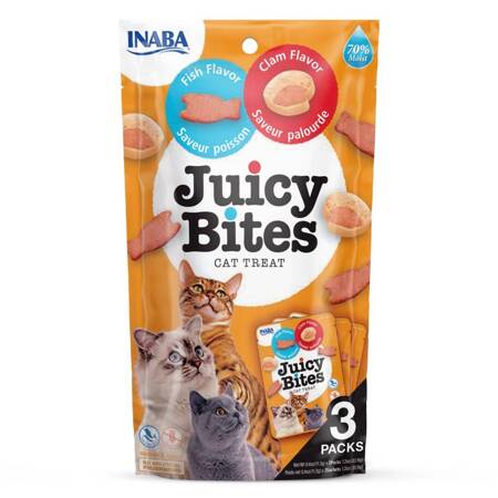 Inaba Juicy Bites 3x11,3g (33,9g) Wilgotny Przysmak Dla Kota Ciasteczka Z Rybą I Małżami