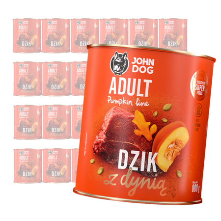 JOHN DOG Karma Mokra Dla Psa Pumpkin Line Dzik z Dynią 24x800g