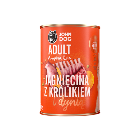 JOHN DOG Karma Mokra Dla Psa Pumpkin Line Jagnięcina z Królikiem i Dynią 400g