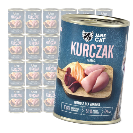 Jane Cat Adult Kurczak Łosoś 24x400g Mokra Karma Dla Kotów Bez Zbóż