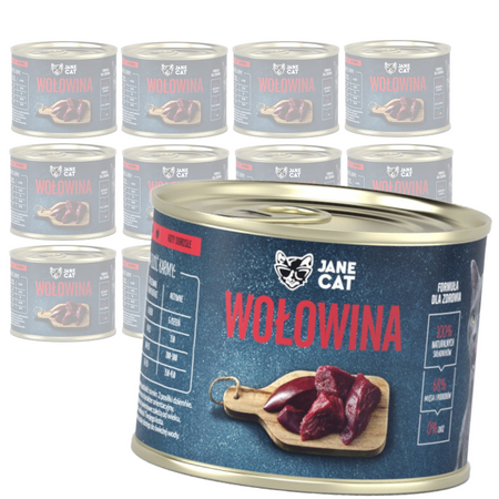 Jane Cat Adult Wołowina 12x200g Mokra Karma Dla Kotów Bez Zbóż I Kurczaka