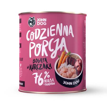 John Dog Codzienna Porcja Kurczak 850g - mokra karma dla psa, 78,5% mięsa