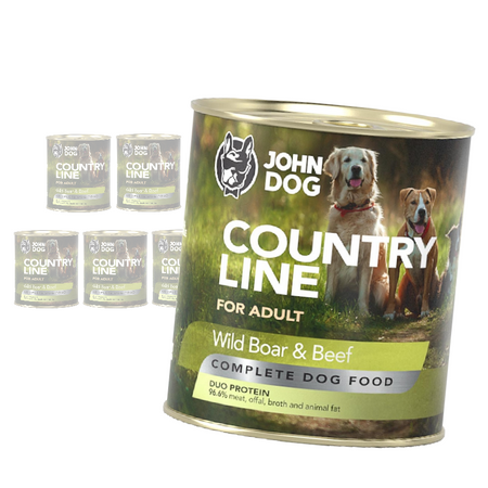 John Dog Country Line Mokra Karma Dla Dorosłych Psów Dzik Z Wołowiną 6x800g