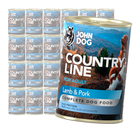 John Dog Country Line Mokra Karma Dla Dorosłych Psów Jagnięcina Z Wieprzowiną 24x400g